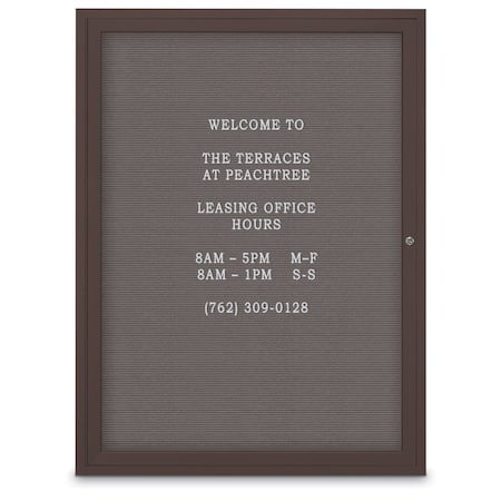United Visual Products 60"x36" 2-Door Enclosed Outdoor Letterboard, Grey Felt/Bronze UV1162D-BRONZE-GREY